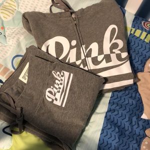 Victoria’s Secret PINK Grey Sweatsuit with flare bottoms